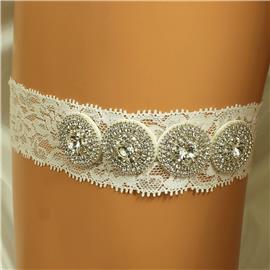 Rhinestones Four Circle Laces Wedding Garter