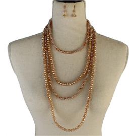 Glass Bead 4 Layers Necklace Set