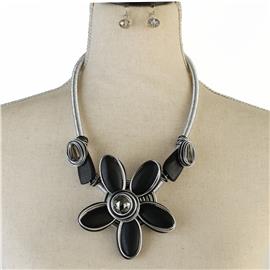 Fashion Cord Flower Necklace Set