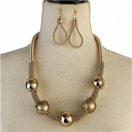 Fashion Cord Ball Necklace Set