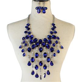 Crystal Oval Necklace Set