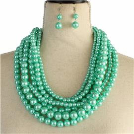 Pearl 7 Layers Necklace Set