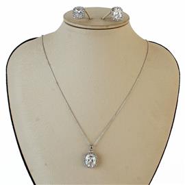 CZ Rectangle Necklace Set