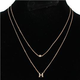 "CZ Pendant "H" Necklace "