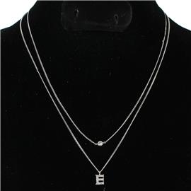 "CZ Pendant "E" Necklace "