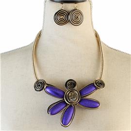 Fashion Cord Flower Necklace Set