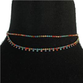 Rhinestones Drop Choker Necklace