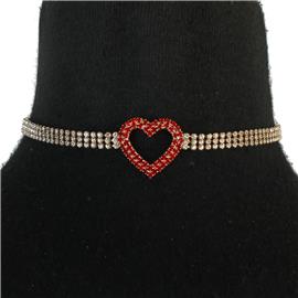 Rhinestones Heart Choker Necklace