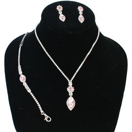 JR Flower Rhinestones 3 Pcs Necklace Set