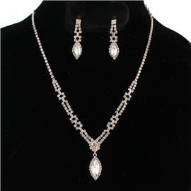 JR Rhinestones Leaves NecklaceSet