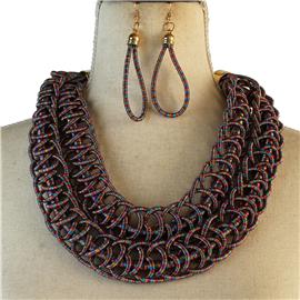 Fashion Cord 2 Ln Necklace Set