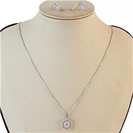 Cubic Zirconia Pendant Necklace Set