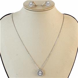 Cubic Zirconia Teardrop Necklace Set