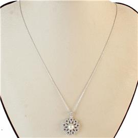 CZ Flower With Pearl Necklace