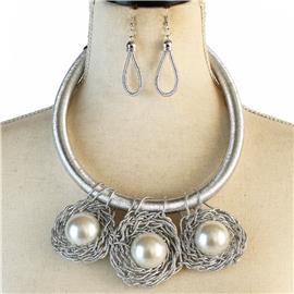 Fashion Three Sphere Necklace Set