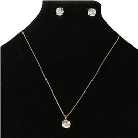 CZ 10mm Pendant Necklace set