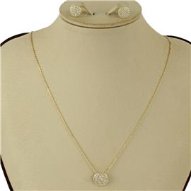 CZ Pendant Round Necklace Set