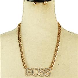 Metal Link Boss Necklace Set