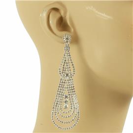 Rhinestones Tear Long Earring