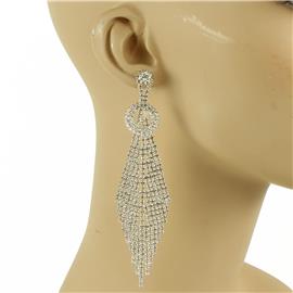 Rhinestones Long Round Earring