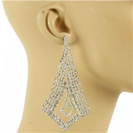 Rhinestones Geometric Long Earring