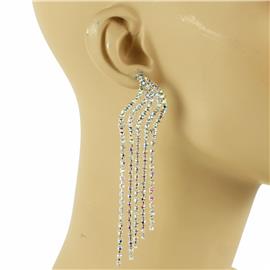 Rhinestones Swirl Fringeds Long Earring