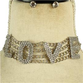 Chain Love Choker Necklace Set