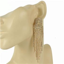 Rhinestones Oval Fringeds Clip-On Earring