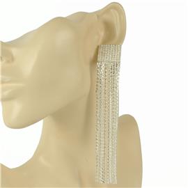 Rhinestones Fringeds Long Clip-On Earring