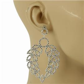 Rhinestones Leaves Earring