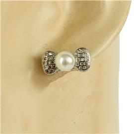 CZ Pearl Bow Earring