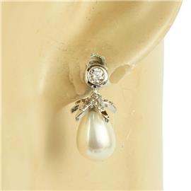 CZ Pearl Tear Earring