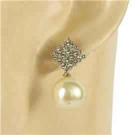 CZ Pearl Square Earring