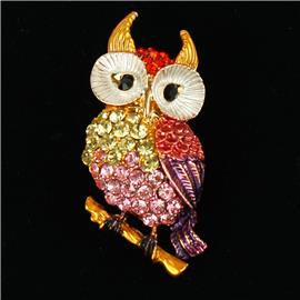 Crystal Owl Brooch