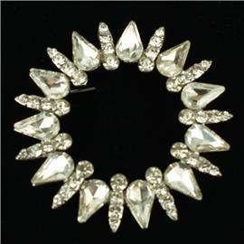 Crystal Round Tear Brooch