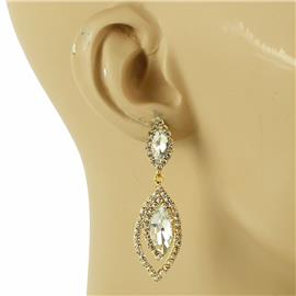 Rhinestones Leaves Dangling Earring