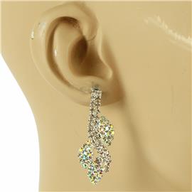 Rhinestones Swirl Leaves Earring