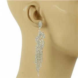 Rhinestones Long Leaves Earring