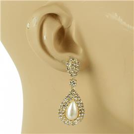 Rhinestones Pearl Tear Earring