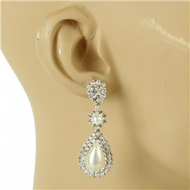 Rhinestones Pearls Tear Earring