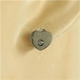 Stainless Steel CZ Heart Earring