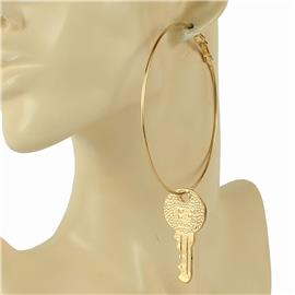 Metal Hoop Key Earring