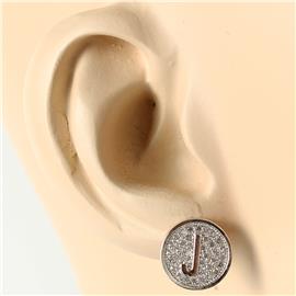 J Stainless Steel Round Earring