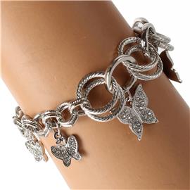 Metal Round Chain Butterfly Bracelet