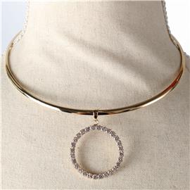 Metal Choker Drop Round Necklace