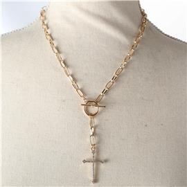 Oval Chain Cross Necklace