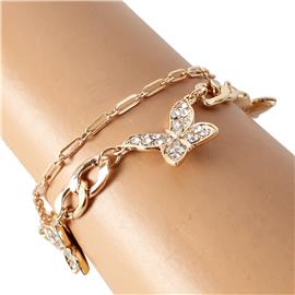 Metal Double Chain Butterfly Bracelet