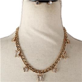 Metal Buttefly Necklace Set