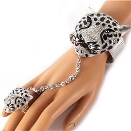 Fashion Crystal Tiger With Ring Bracelet