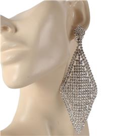 Rhinestones Casting Long Clip-On Earring